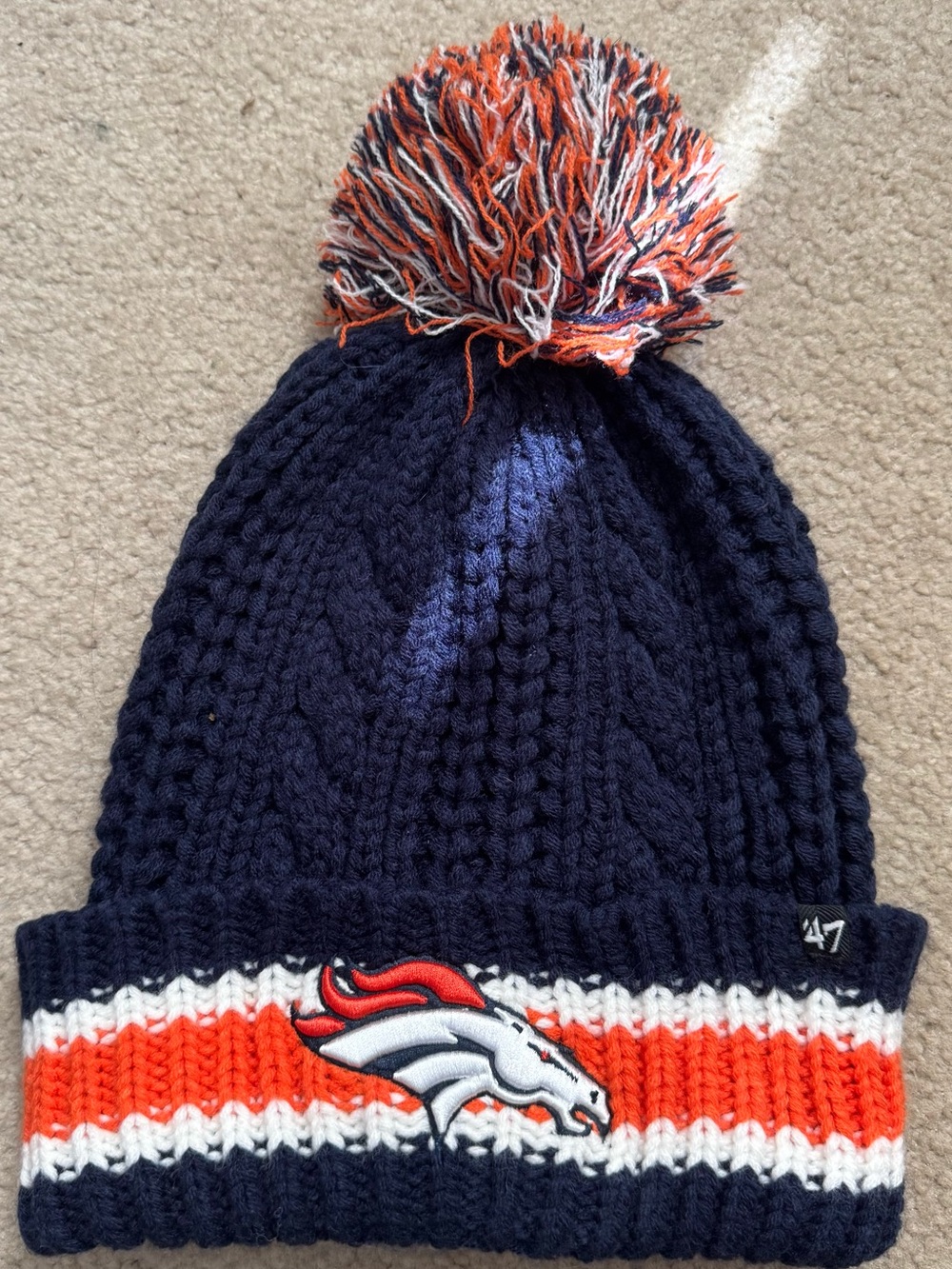 47 Brand Denver Broncos Kids Knit Pom Beanie - Navy, Orange, White